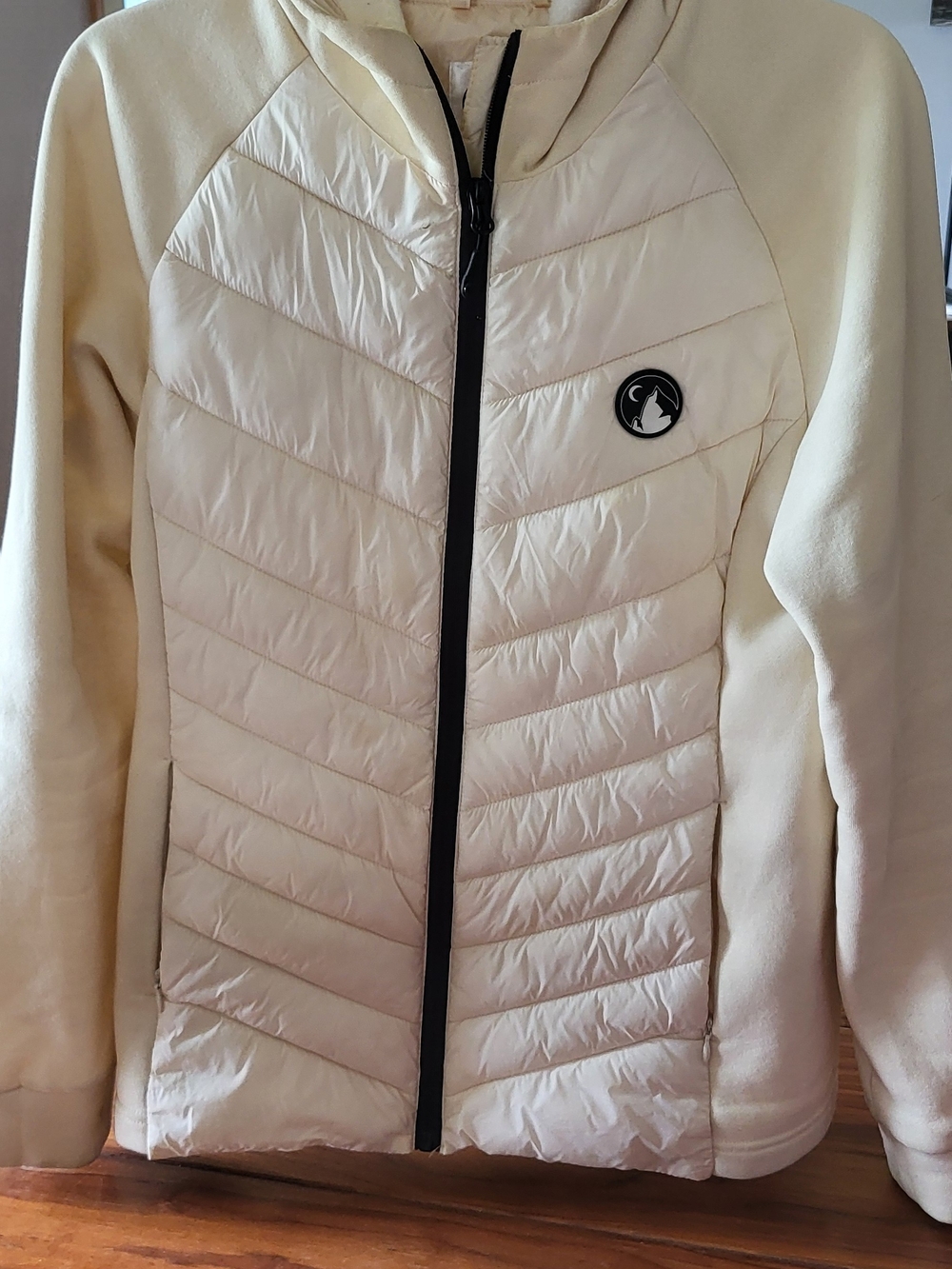 ZYIA Cream Quilted Front Hybrid Jacket